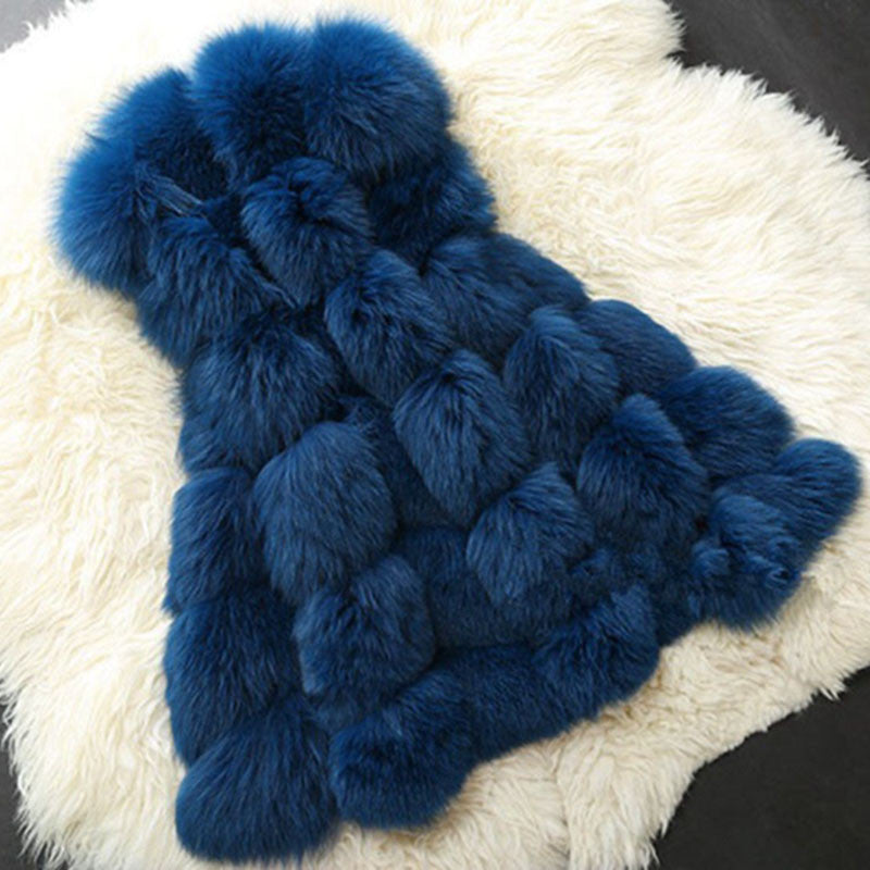 Luxurious high-quality faux fox fur vest coat for women in various colors, showcasing its elegant design and premium materials.