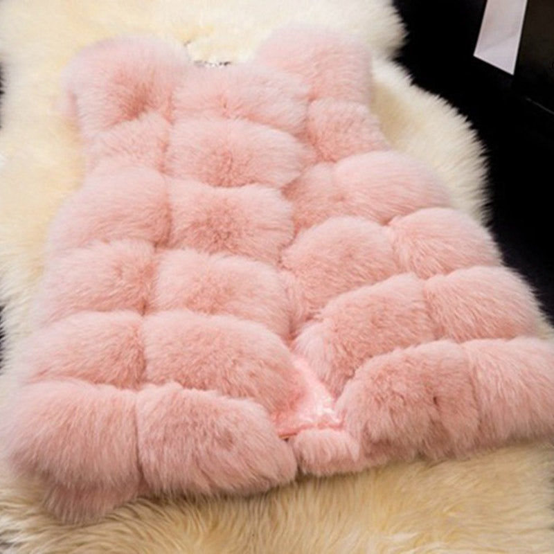 Luxurious high-quality faux fox fur vest coat for women in various colors, showcasing its elegant design and premium materials.