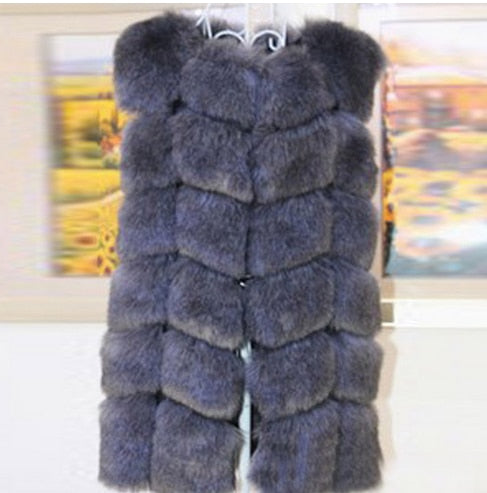 Luxurious high-quality faux fox fur vest coat for women in various colors, showcasing its elegant design and premium materials.