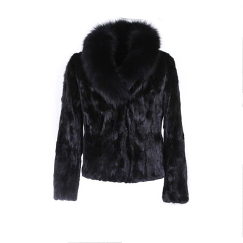 High Quality Winter Warm Fluffy Faux Fur Coat for Women featuring a faux fox fur collar, perfect for winter fashion.