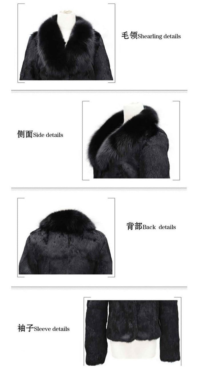 High Quality Winter Warm Fluffy Faux Fur Coat for Women featuring a faux fox fur collar, perfect for winter fashion.