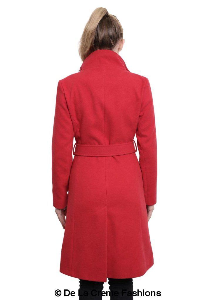 Hip Length Keep It Simple Coat featuring asymmetrical button fastening and a free belt, displayed on a model.