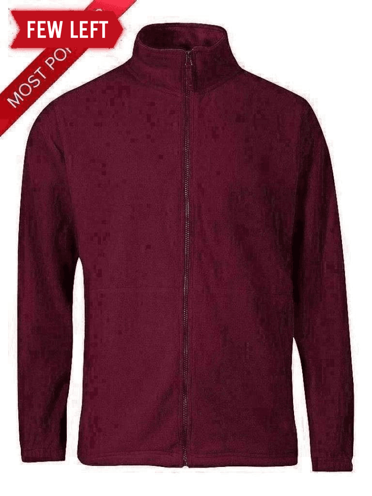 Main JB's Wear - Mens Burgundy Zip-Through Warm Fleece Jacket image