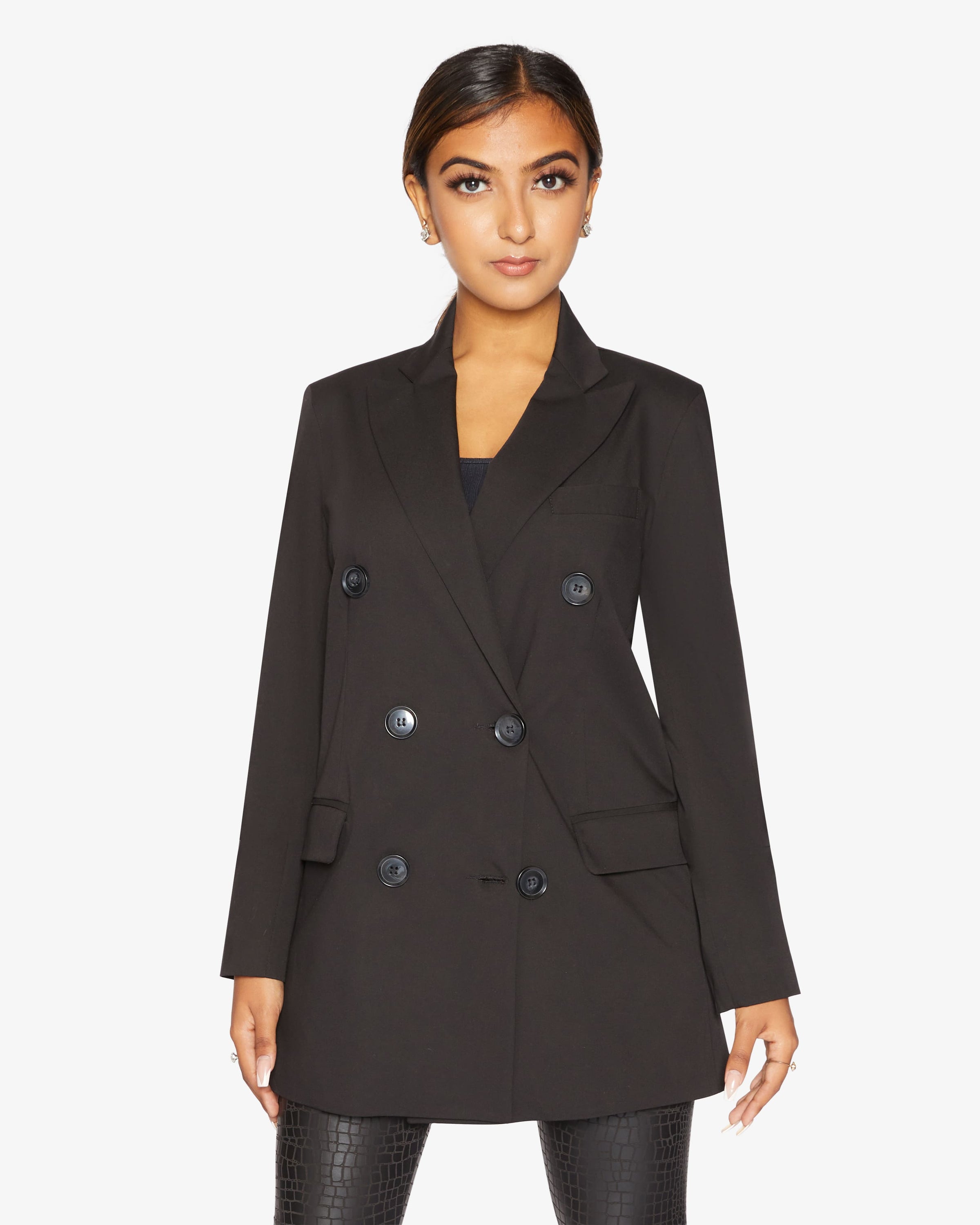 Jenna Double Breasted Blazer in a stylish design, showcasing its tailored fit and elegant silhouette.