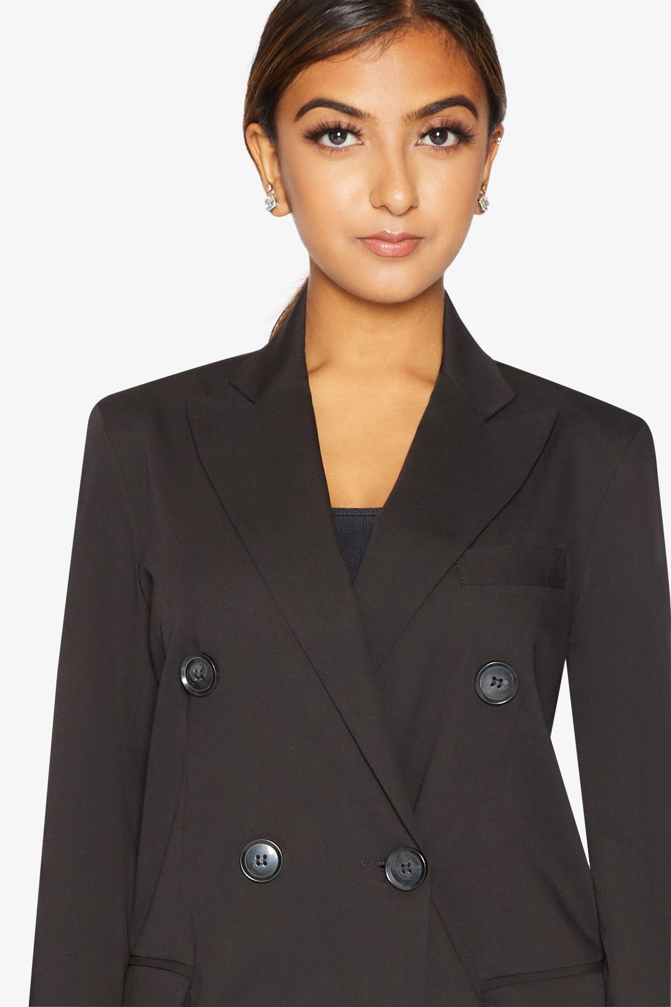 Jenna Double Breasted Blazer in a stylish design, showcasing its tailored fit and elegant silhouette.