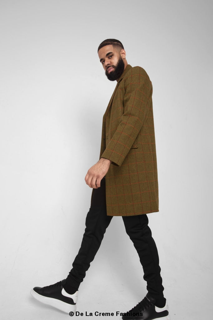 Men's Single Breasted Check Design Overcoat featuring a stylish check pattern, perfect for cold weather and versatile occasions.