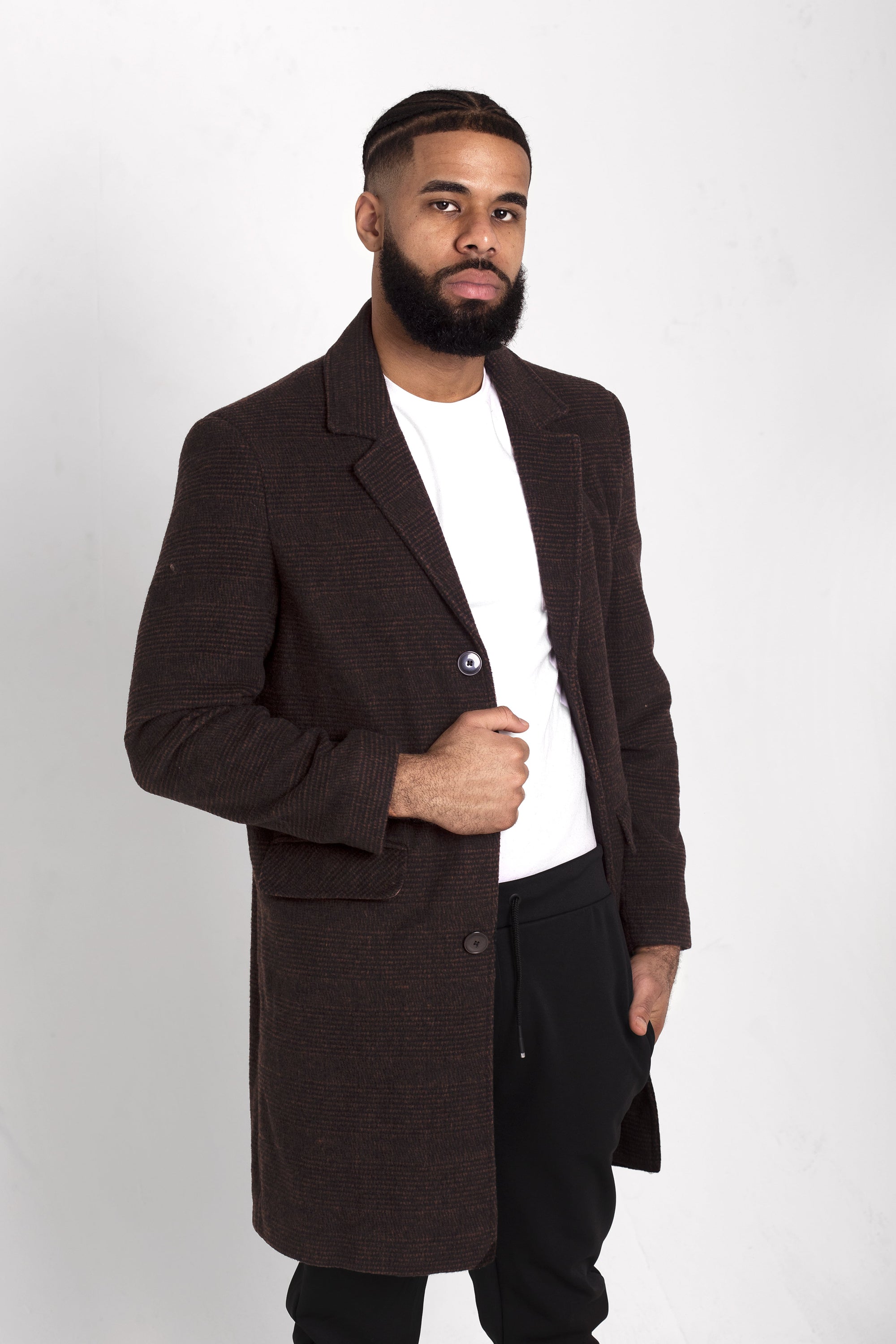 Men's Single Breasted Check Design Overcoat featuring a stylish check pattern, perfect for cold weather and versatile occasions.