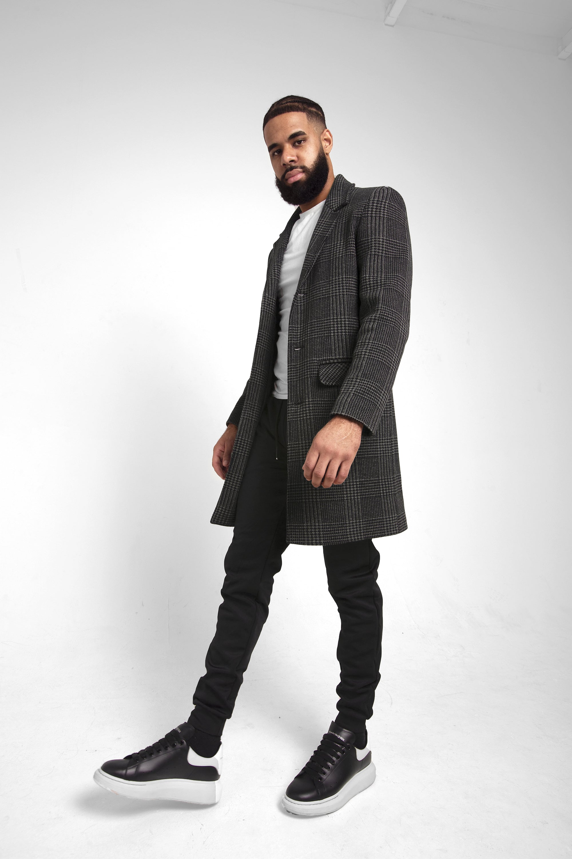 Men's Single Breasted Check Design Overcoat featuring a stylish check pattern, perfect for cold weather and versatile occasions.