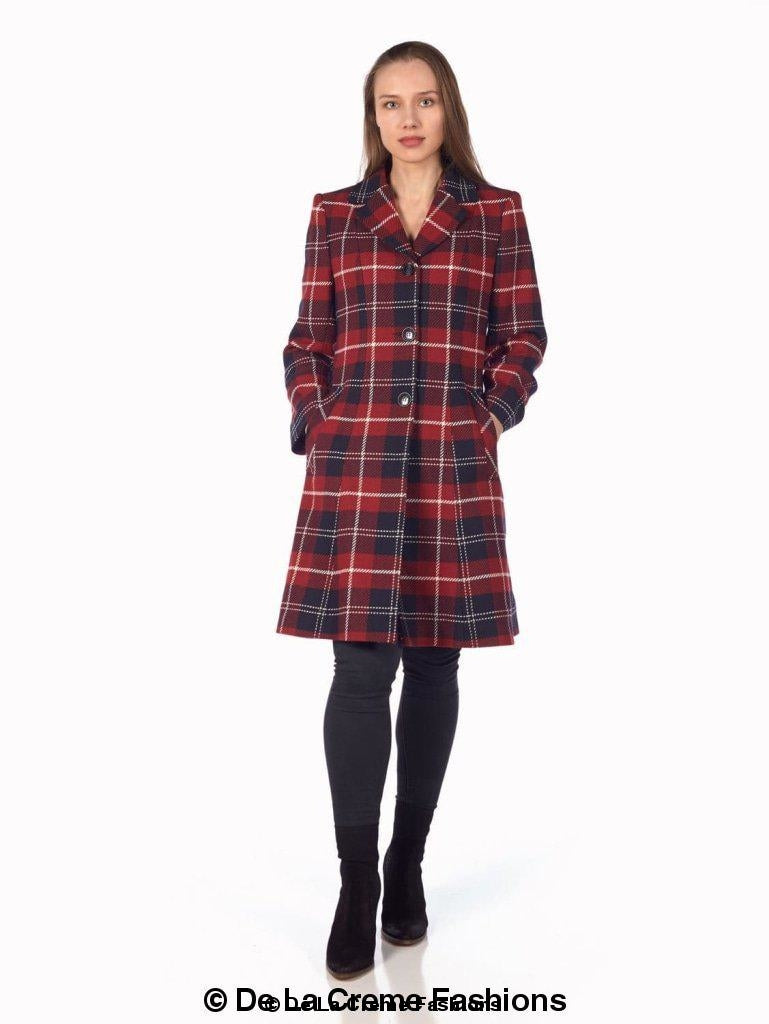 A stylish Tartan Check Single Breasted Coat featuring exaggerated notch lapels and front patch pockets, available in multiple colors.