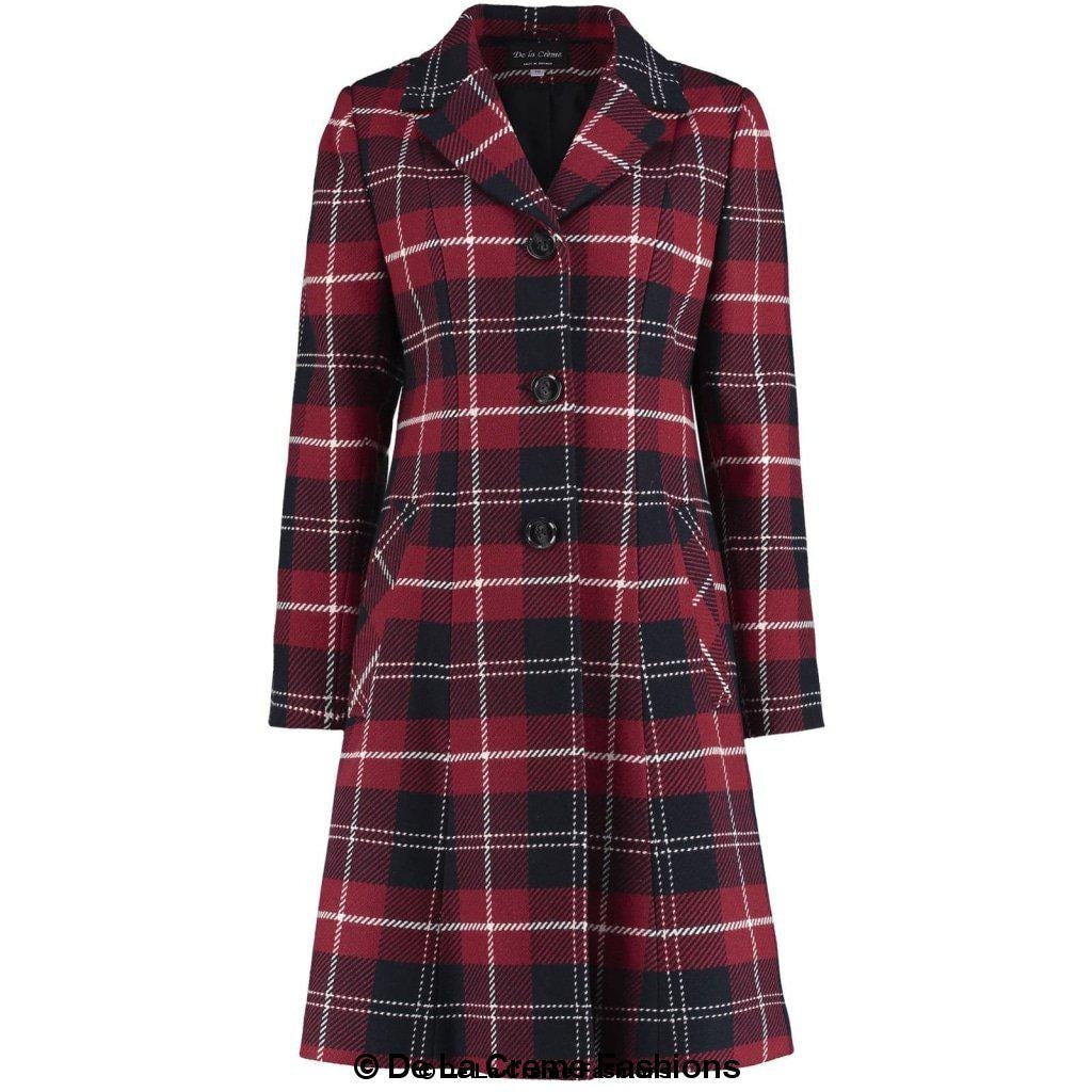 A stylish Tartan Check Single Breasted Coat featuring exaggerated notch lapels and front patch pockets, available in multiple colors.