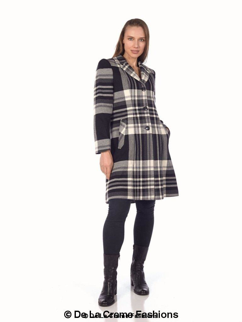 A stylish Tartan Check Single Breasted Coat featuring exaggerated notch lapels and front patch pockets, available in multiple colors.