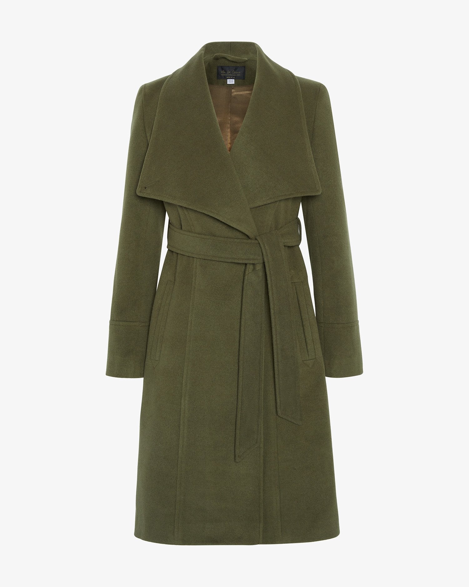 Elegant Waterfall Lapel Double Breasted Duster Coat in a stylish design with a belt and large lapels.