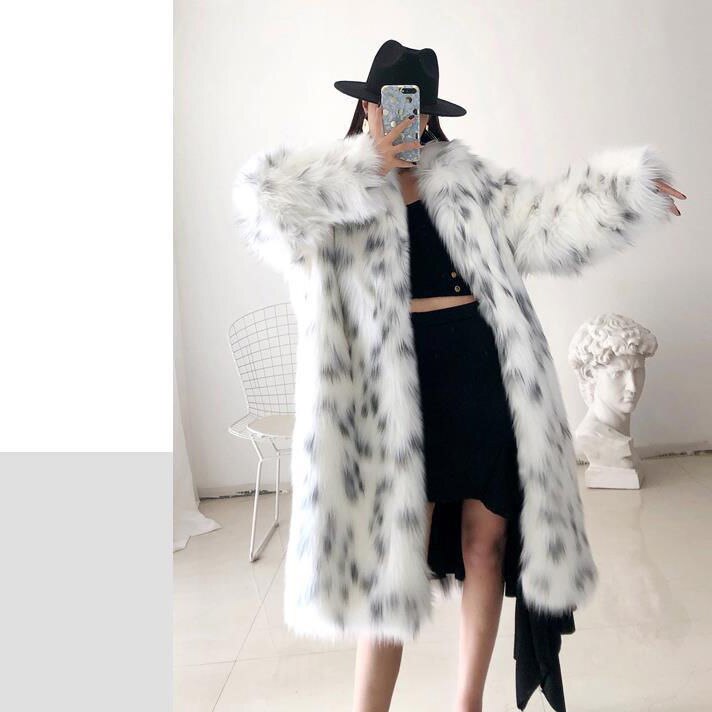 Women Thickened Plush Long Overcoat in stylish faux fur, featuring a hood and turn-down collar, perfect for autumn and winter wear.