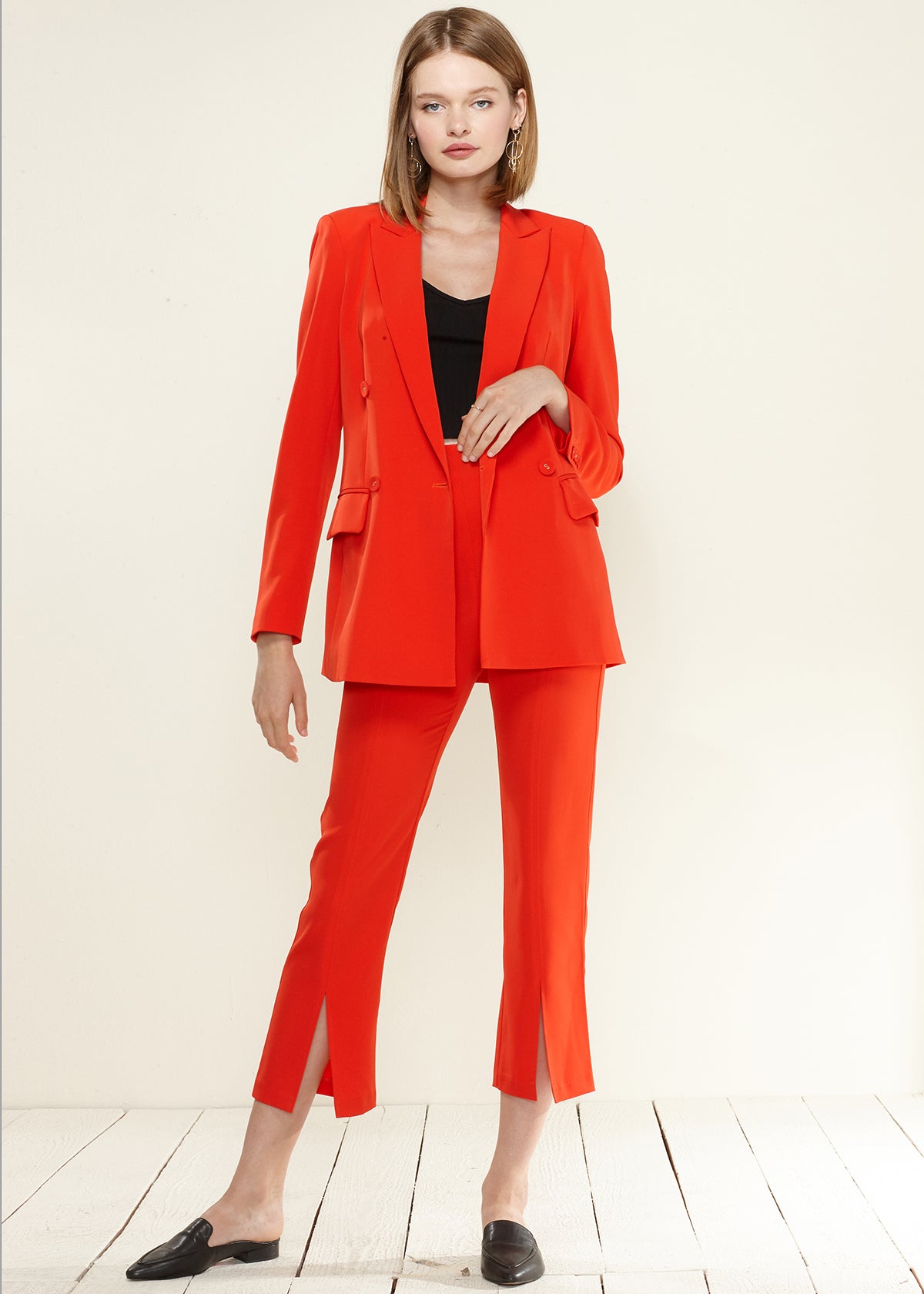 A stylish Women's Double Breasted Blazer in a sophisticated cut, showcasing its elegant design and quality fabric.