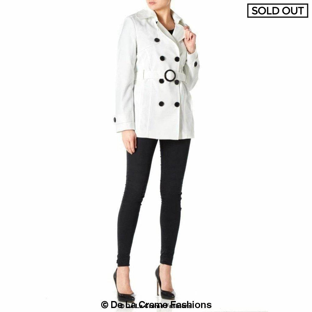 Women's Spring/Summer Double Breasted Short Belted Coat in a stylish design, featuring a waist-length cut and double-breasted fastening.