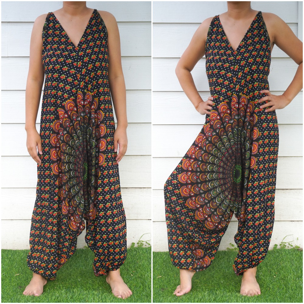 Main Black Chakra Hippie Jumpsuits, Boho Rompers, Festival Clothing image