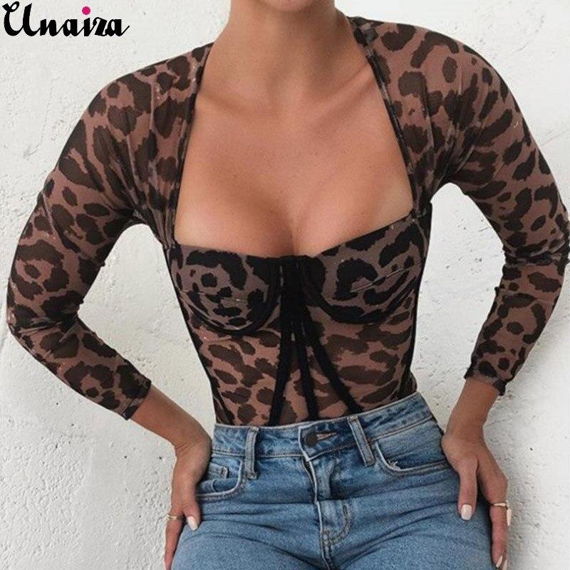 A stylish leopard print long sleeve jumpsuit by Unaiza, featuring a skinny fit and elegant design, perfect for various occasions.