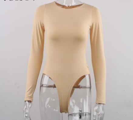 O Neck Long Sleeve Bodysuit in solid color, showcasing its stylish design and comfortable fit, perfect for casual wear.