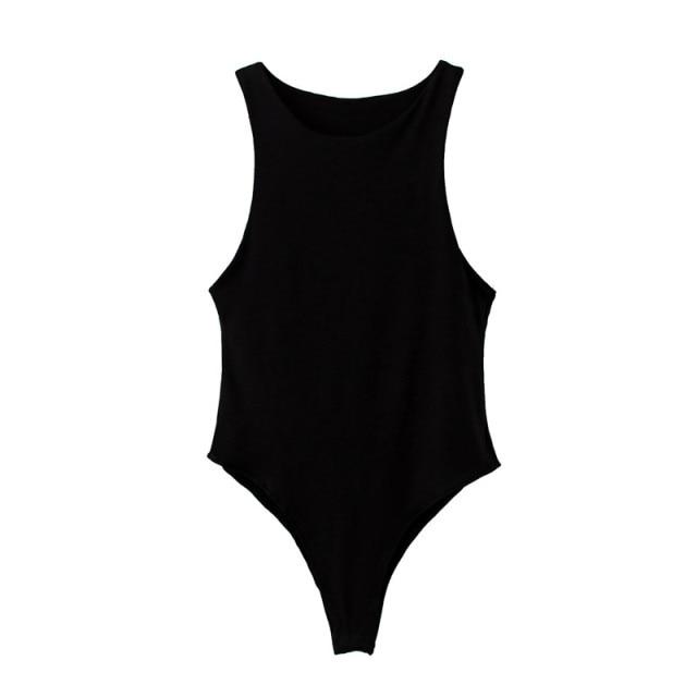 O Neck Summer Sleeveless Bodysuit in solid color, showcasing a stylish and flattering design perfect for summer wear.