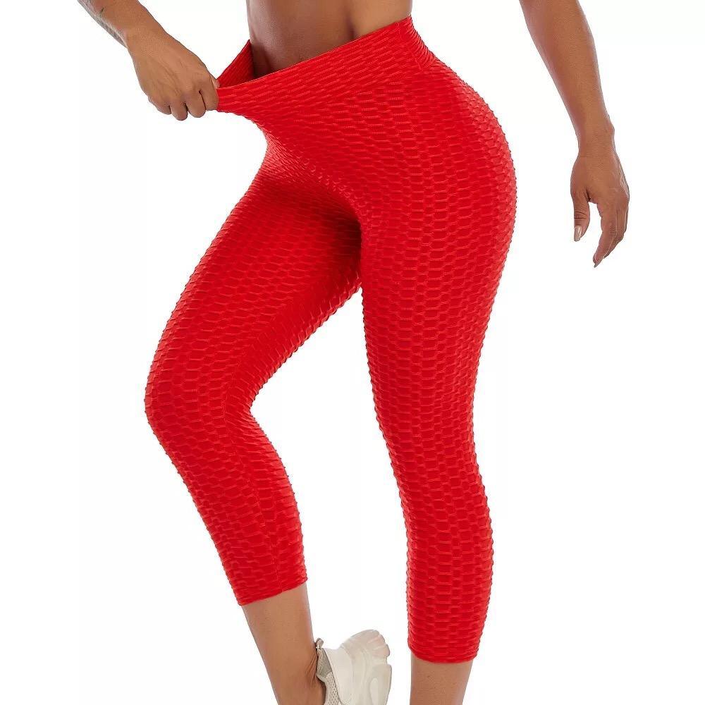 A set of six women's lifting scrunch yoga leggings in various colors, showcasing their soft fabric and flattering design.