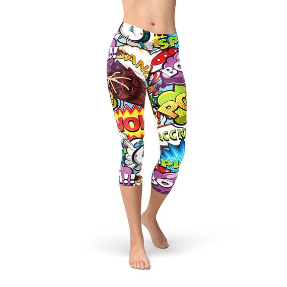 Colorful comic-themed leggings.