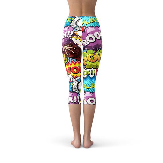 Colorful comic print leggings.