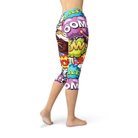 Comic print yoga pants back.