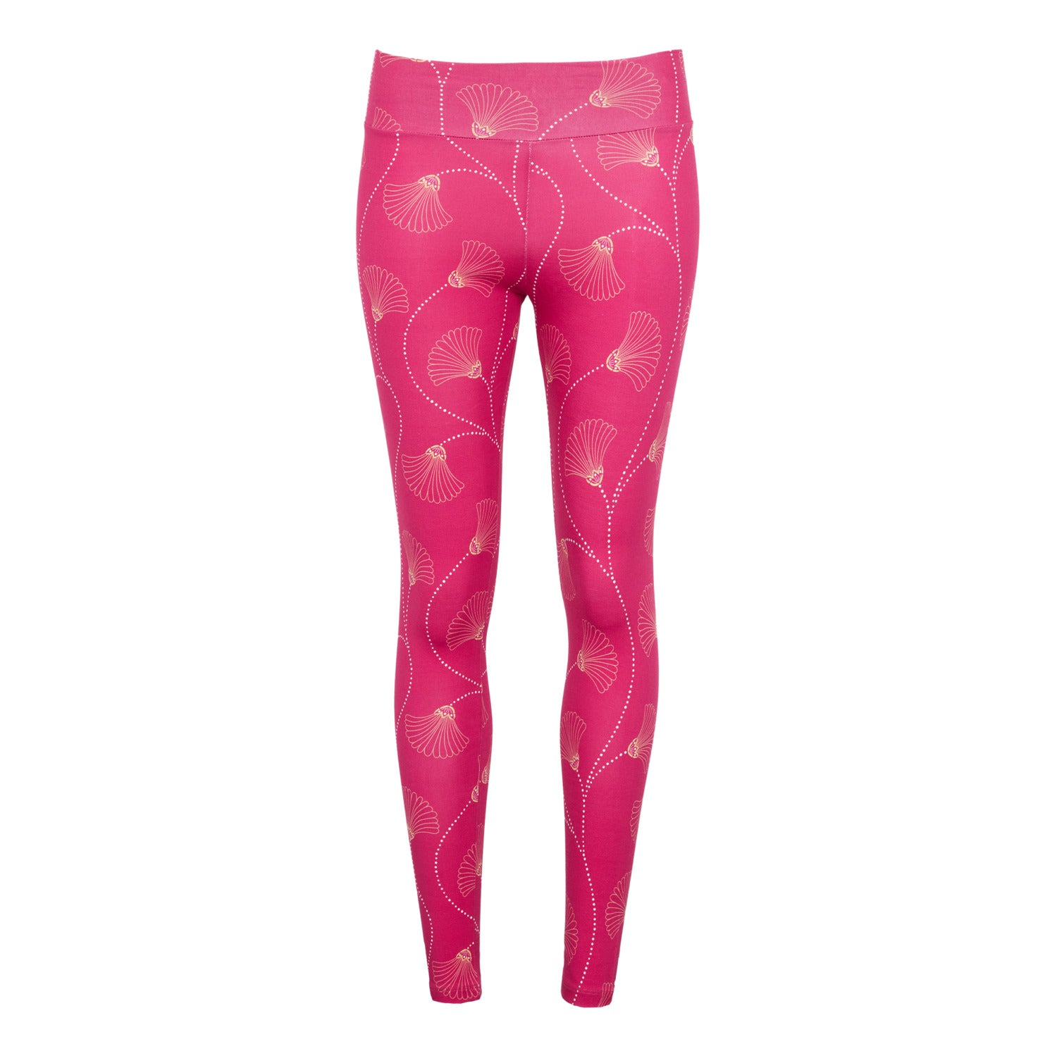 Legging floral en coton bio avec motifs japonais, couleur framboise, idéal pour le yoga et le sport.