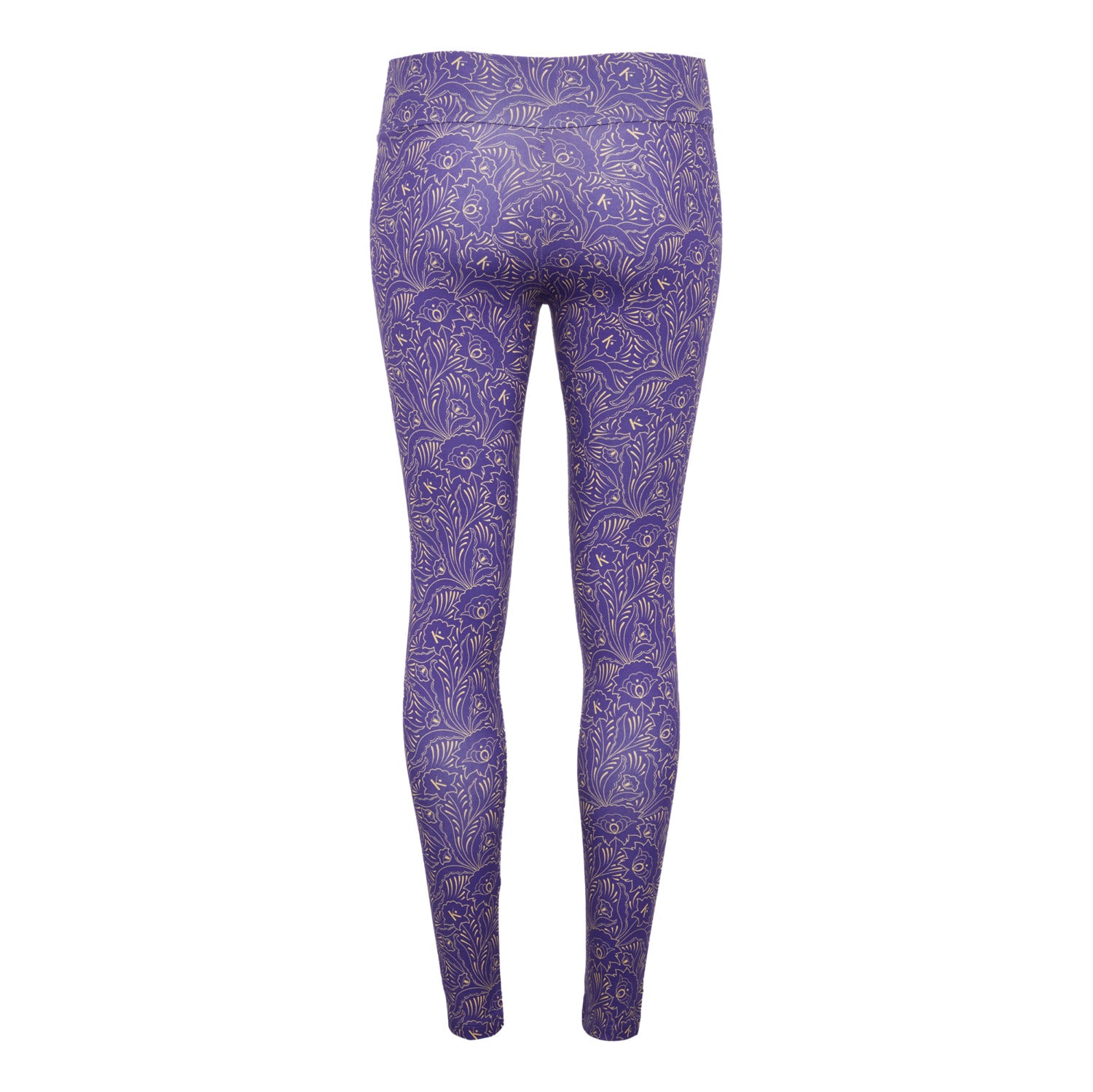 Legging Nature Sauvage en Coton Bio avec motifs floraux sur fond bleu marine, conçu pour le confort et la liberté de mouvement.