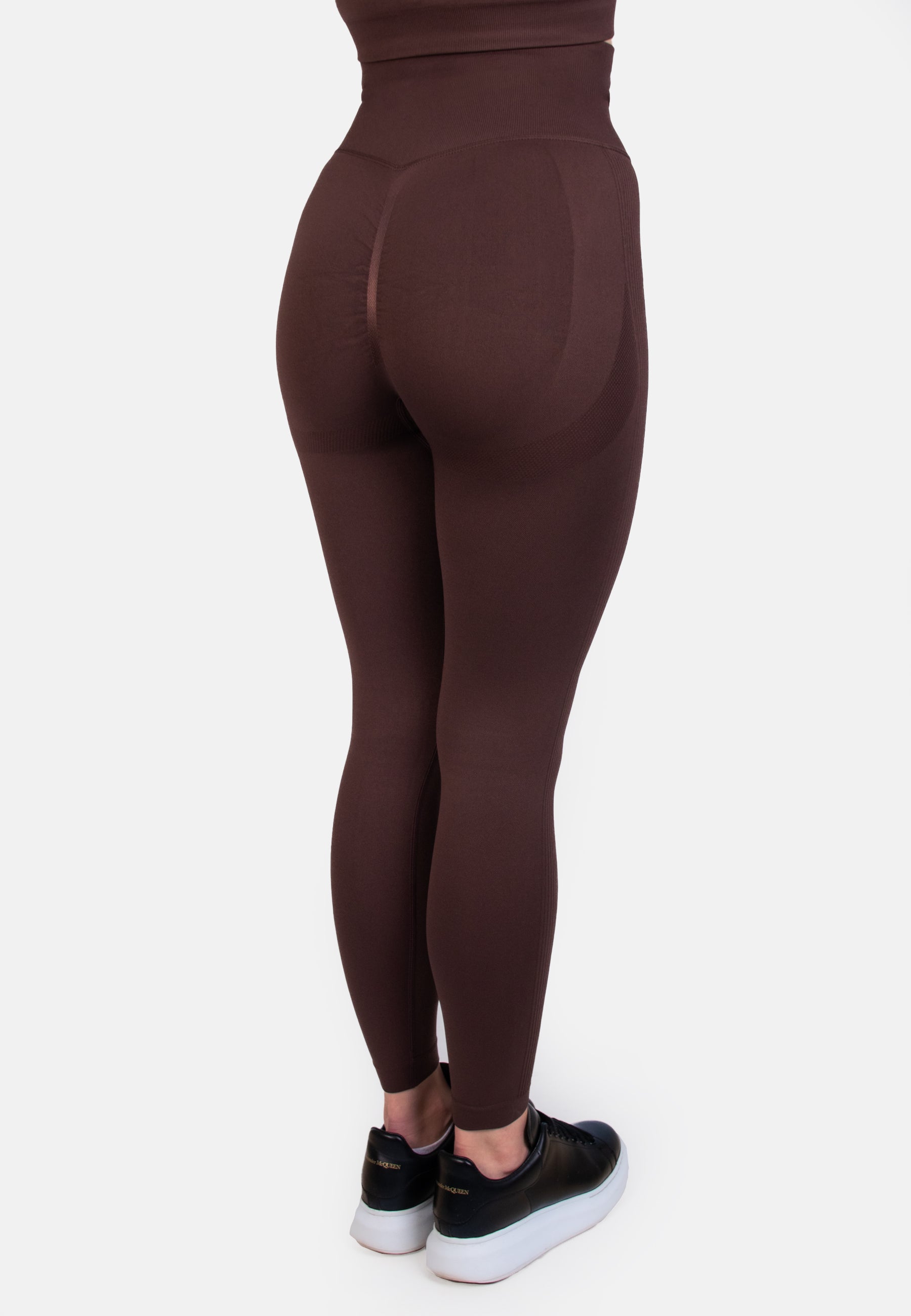 Die Shape Seamless Leggings in Dark Teal und Coffee, mit hohem Bund und nahtlosem Design, ideal für Training und Freizeit.