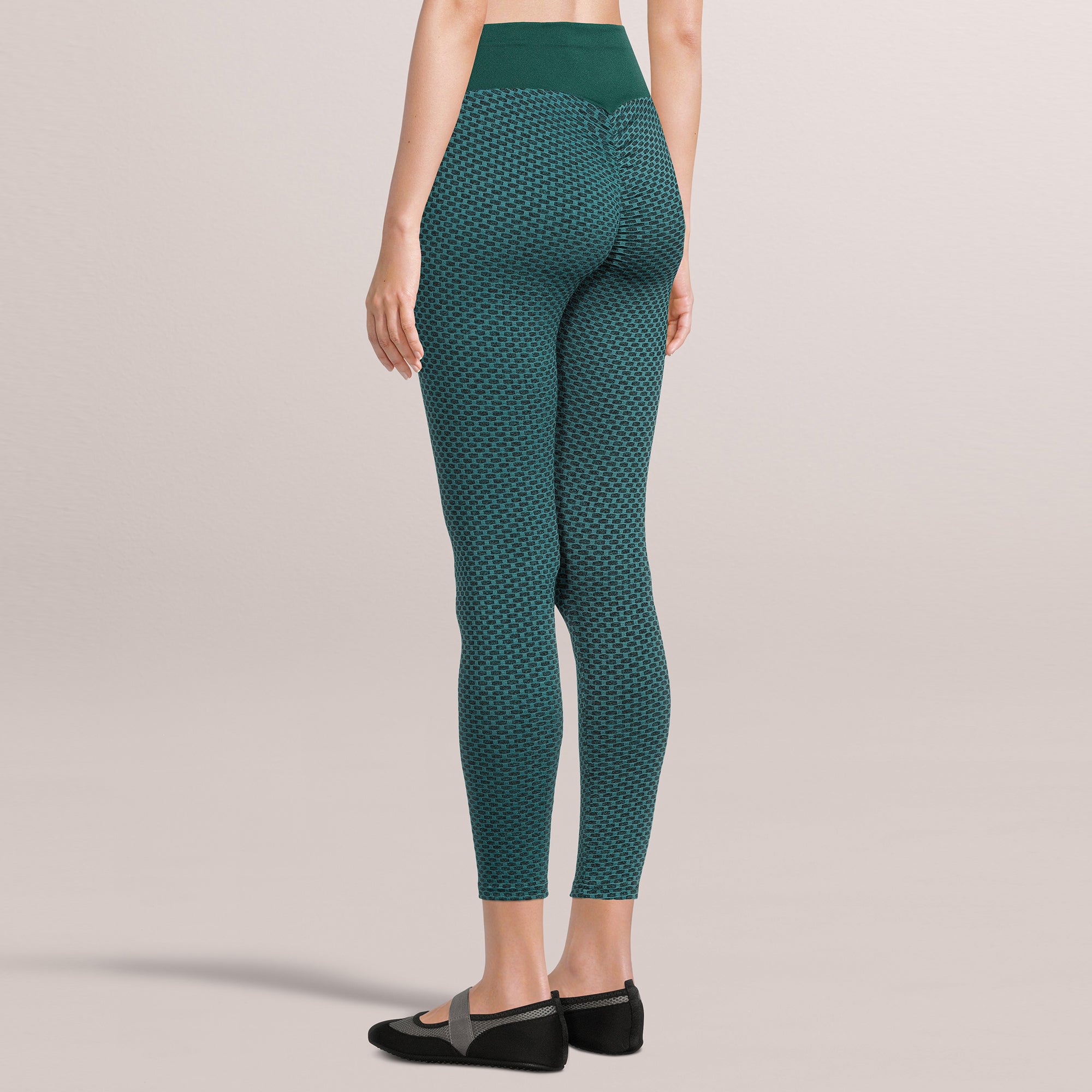 SOBEYO High Waisted Bubble Leggings in Teal, showcasing a stylish crumple butt design and stretchable fabric for comfort and support.