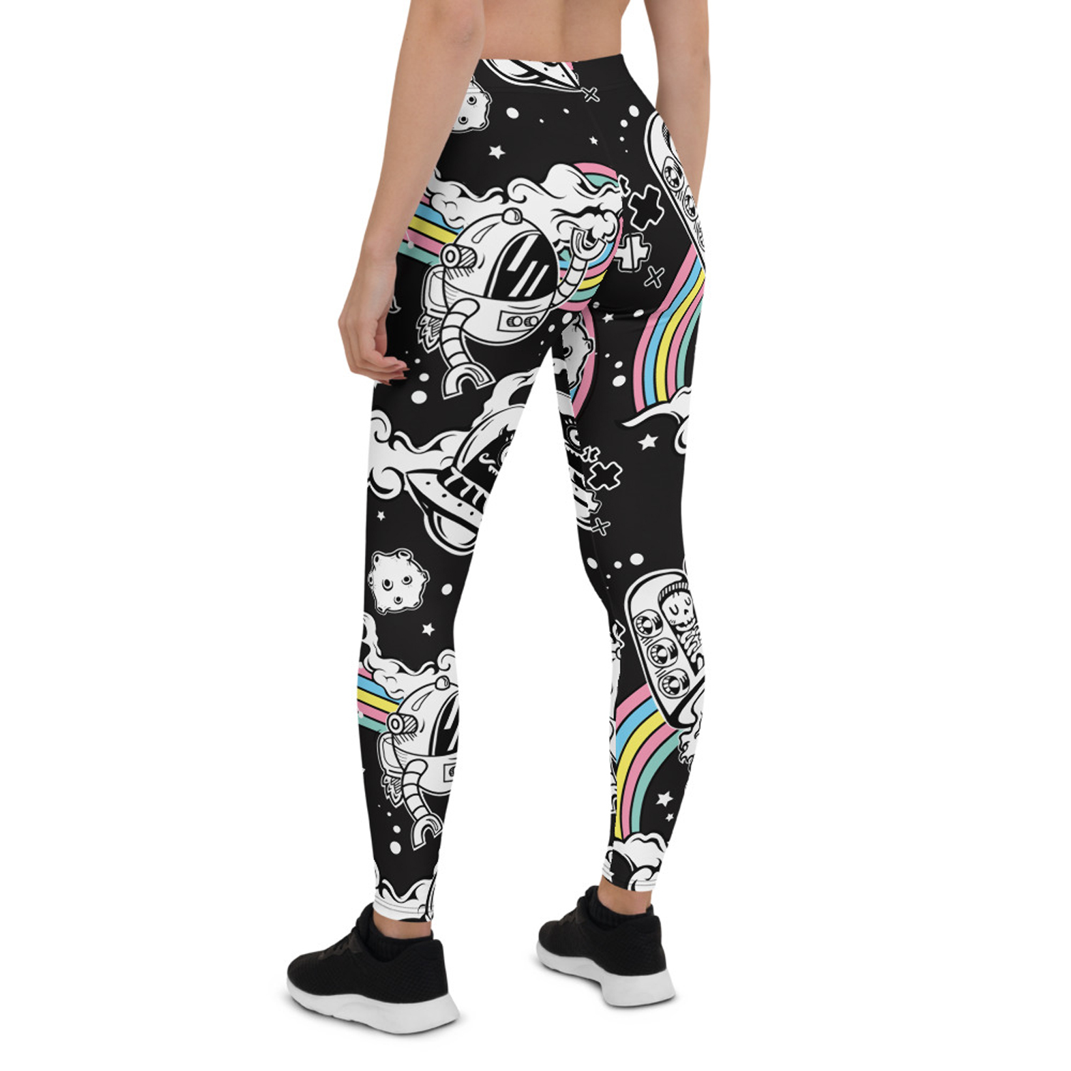 A pair of stylish Space Leggings for Women featuring vibrant, unique graphic designs, perfect for workouts and casual wear.