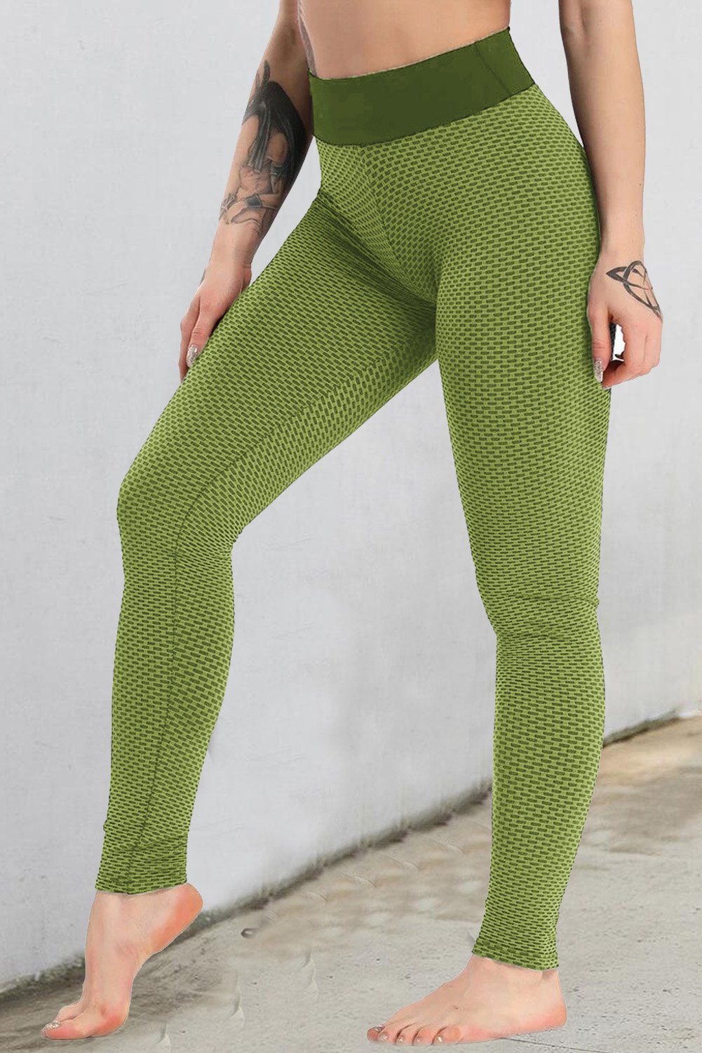 Main Women's Army Green High Waisted Butt Lifting Yoga Gym Leggings image