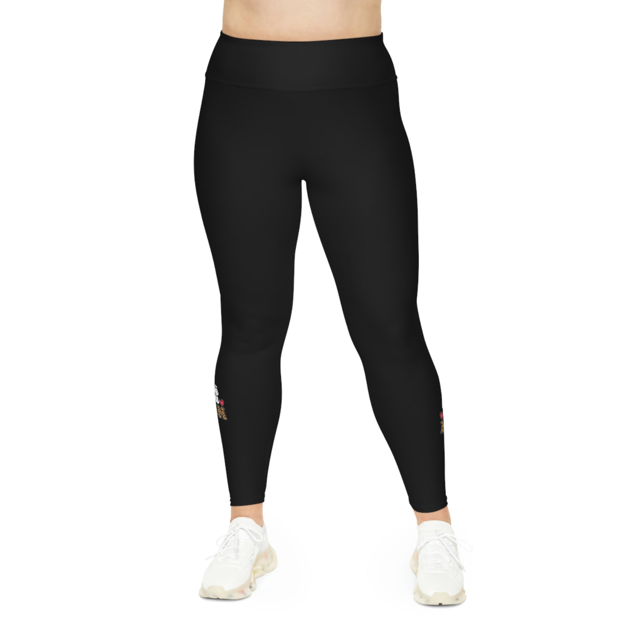 Main Womens Black Plus Size Leggings, Love You Mom - Celebrating Mothers image