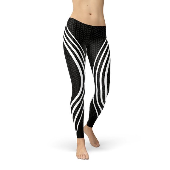 Womens Black Venom Leggings featuring a sleek design, moisture-wicking fabric, and unique graphic patterns, perfect for workouts and casual wear.