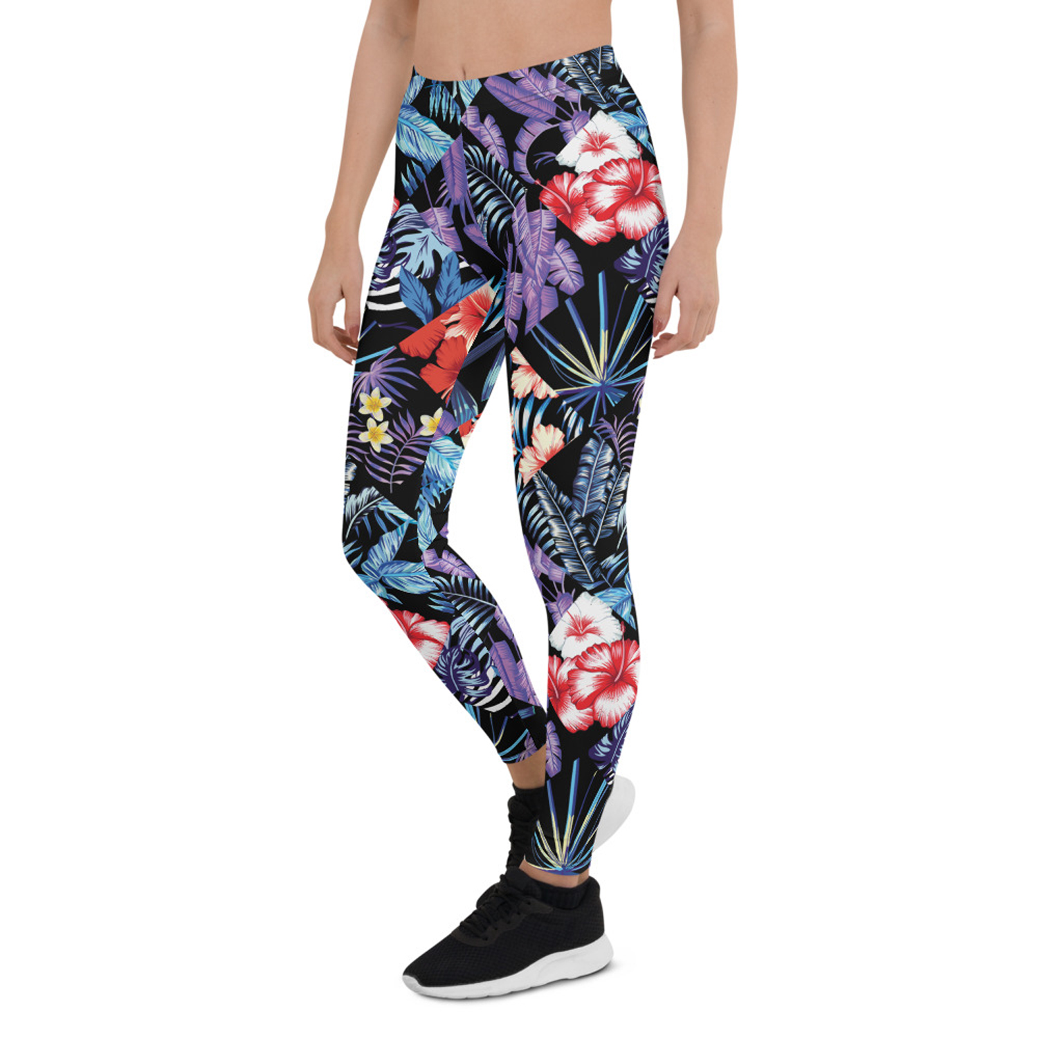 Women's Hawaii Hibiscus Floral Leggings featuring vibrant floral design, perfect for workouts and casual wear.