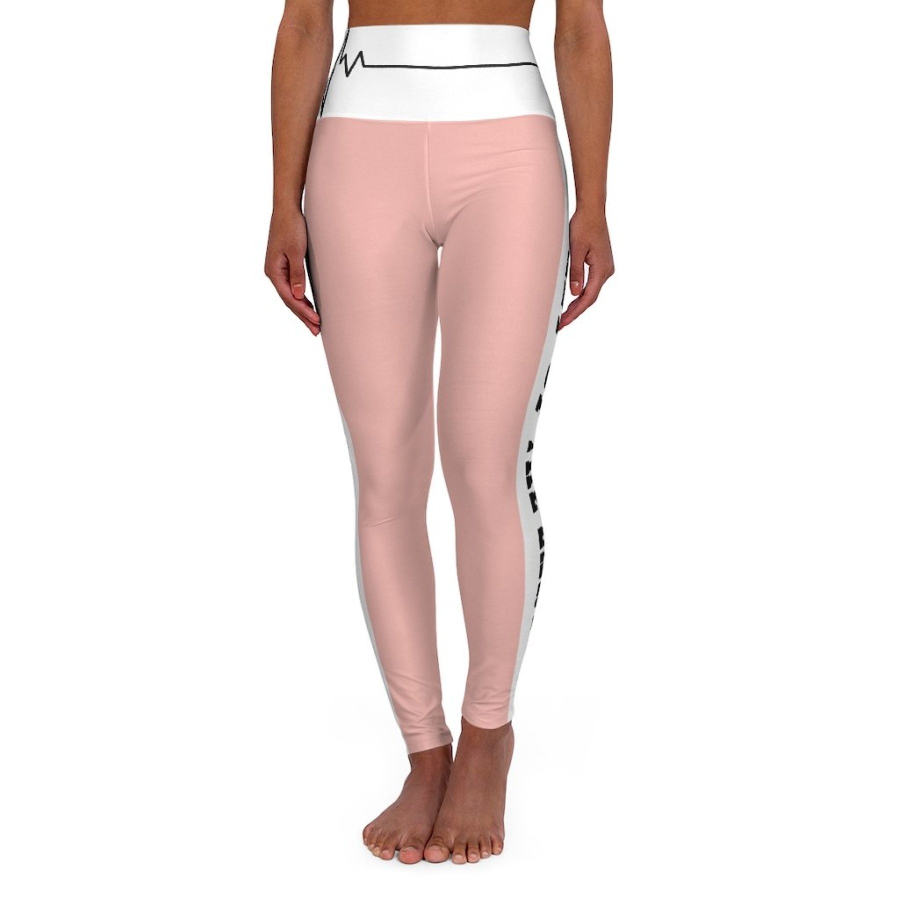 Womens High Waist Fitness Leggings in peach color, showcasing a high-waisted design and stretchy fabric for comfort during workouts.