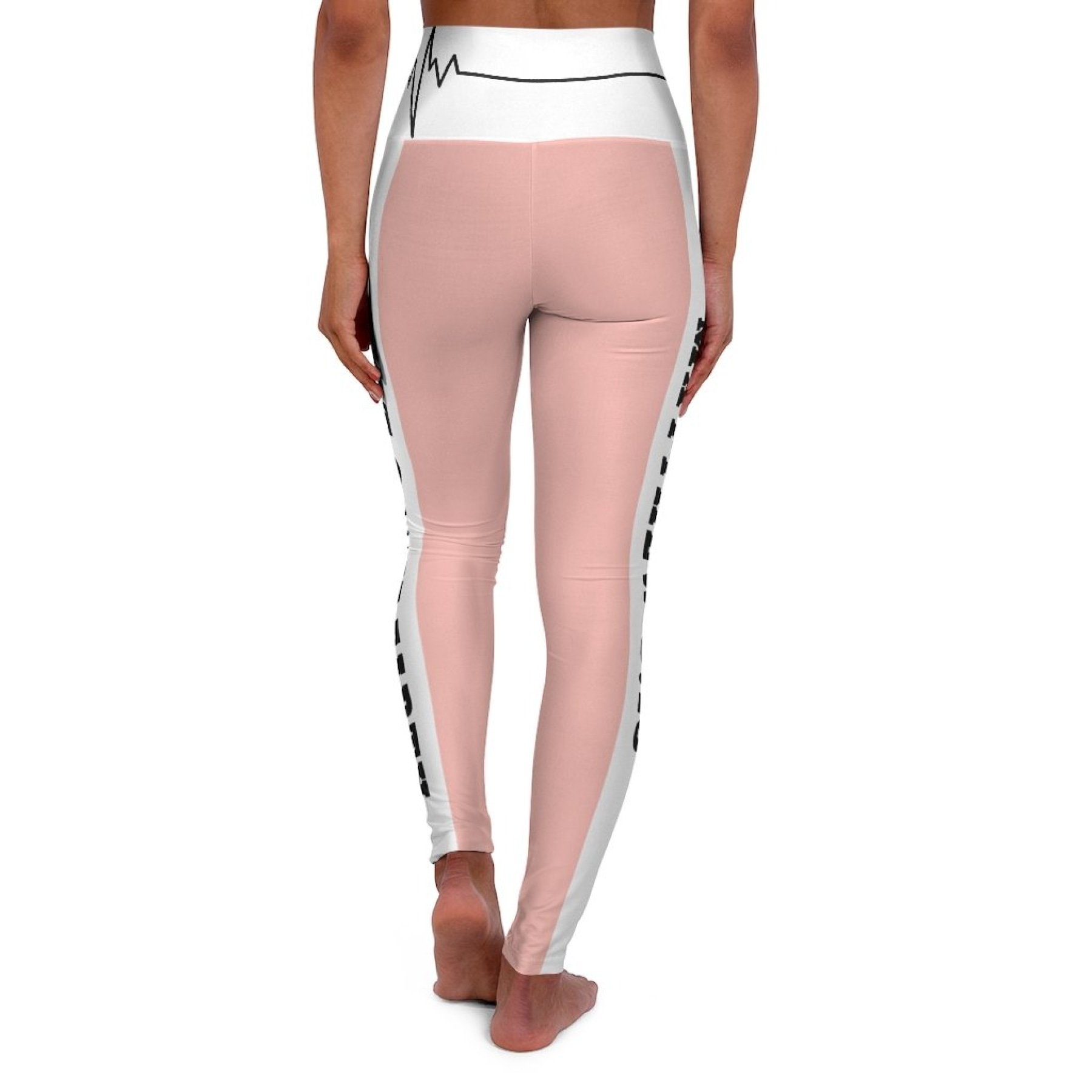 Womens High Waist Fitness Leggings in peach color, showcasing a high-waisted design and stretchy fabric for comfort during workouts.