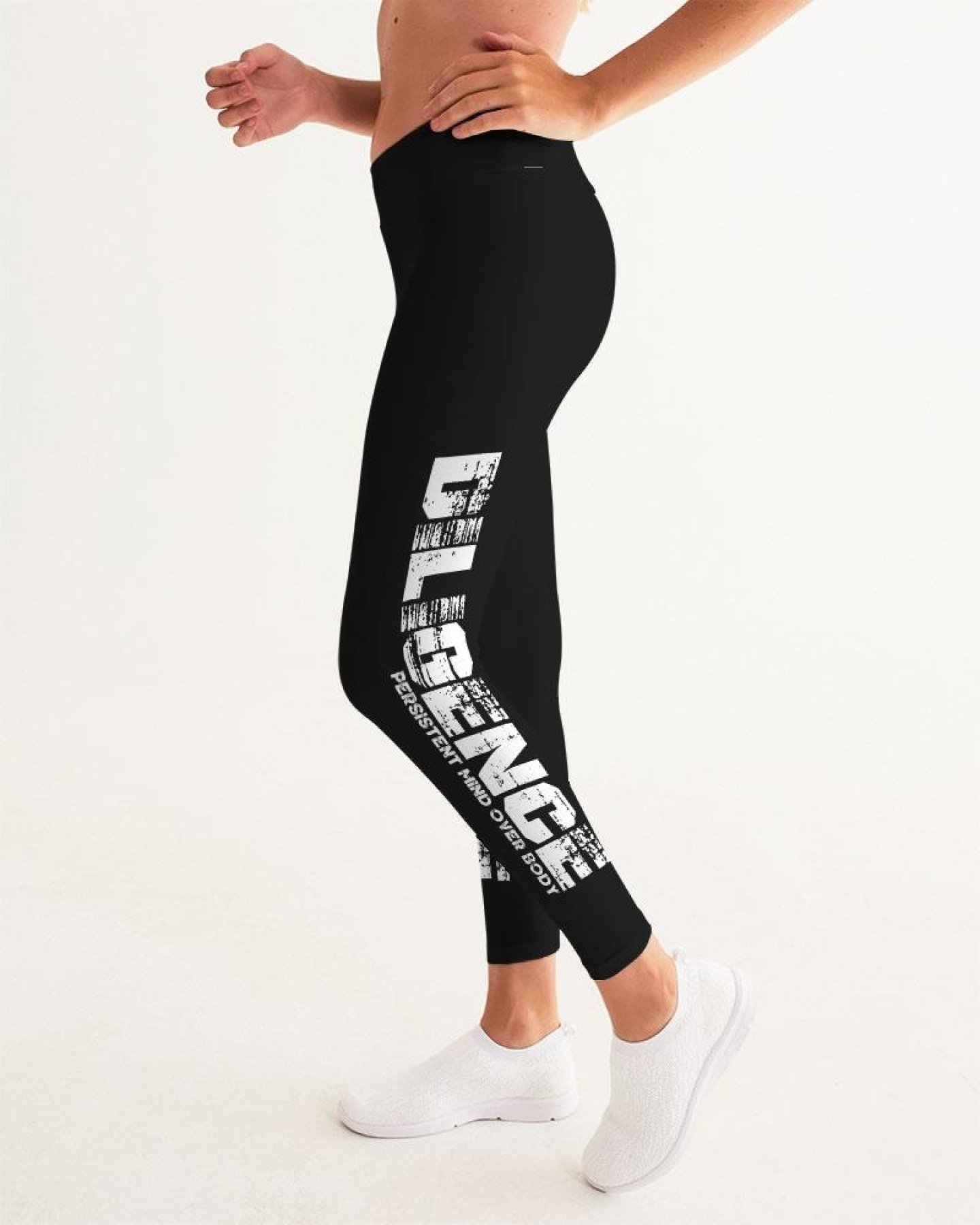 A pair of stylish Womens High Waist Fitness Leggings in a bold design, showcasing a high-waisted fit and breathable fabric, perfect for yoga and workouts.