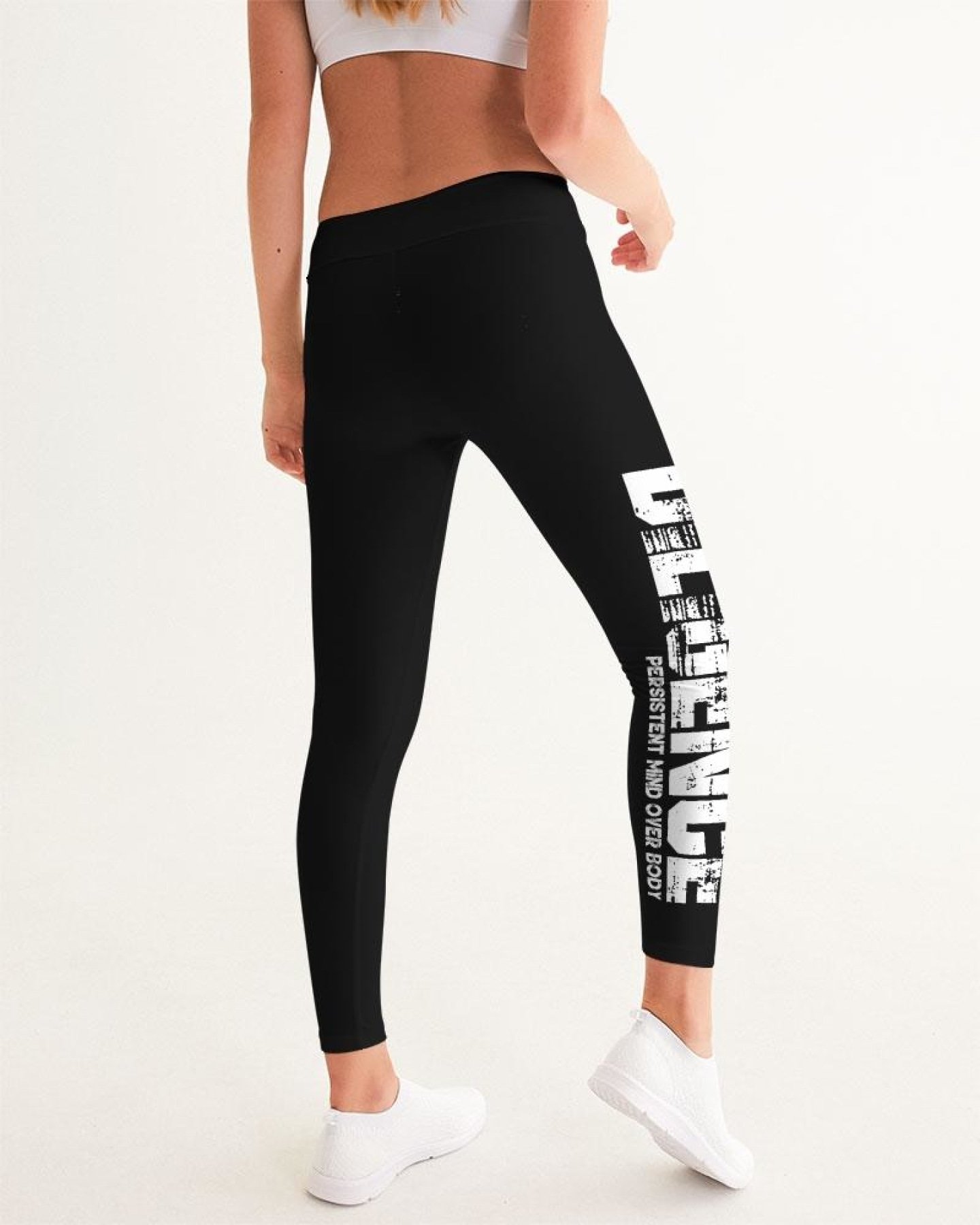 A pair of stylish Womens High Waist Fitness Leggings in a bold design, showcasing a high-waisted fit and breathable fabric, perfect for yoga and workouts.