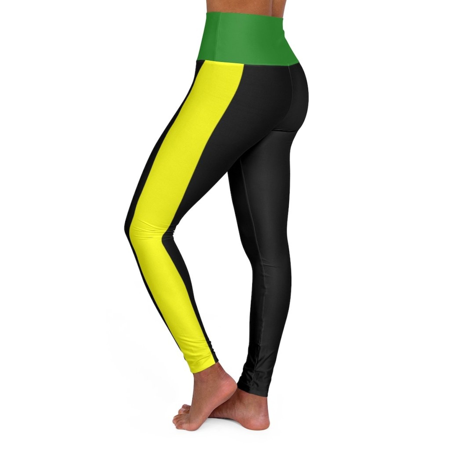 Women's high-waist fitness legging yoga pants in black, red, yellow, and green, showcasing a flattering fit and breathable fabric.