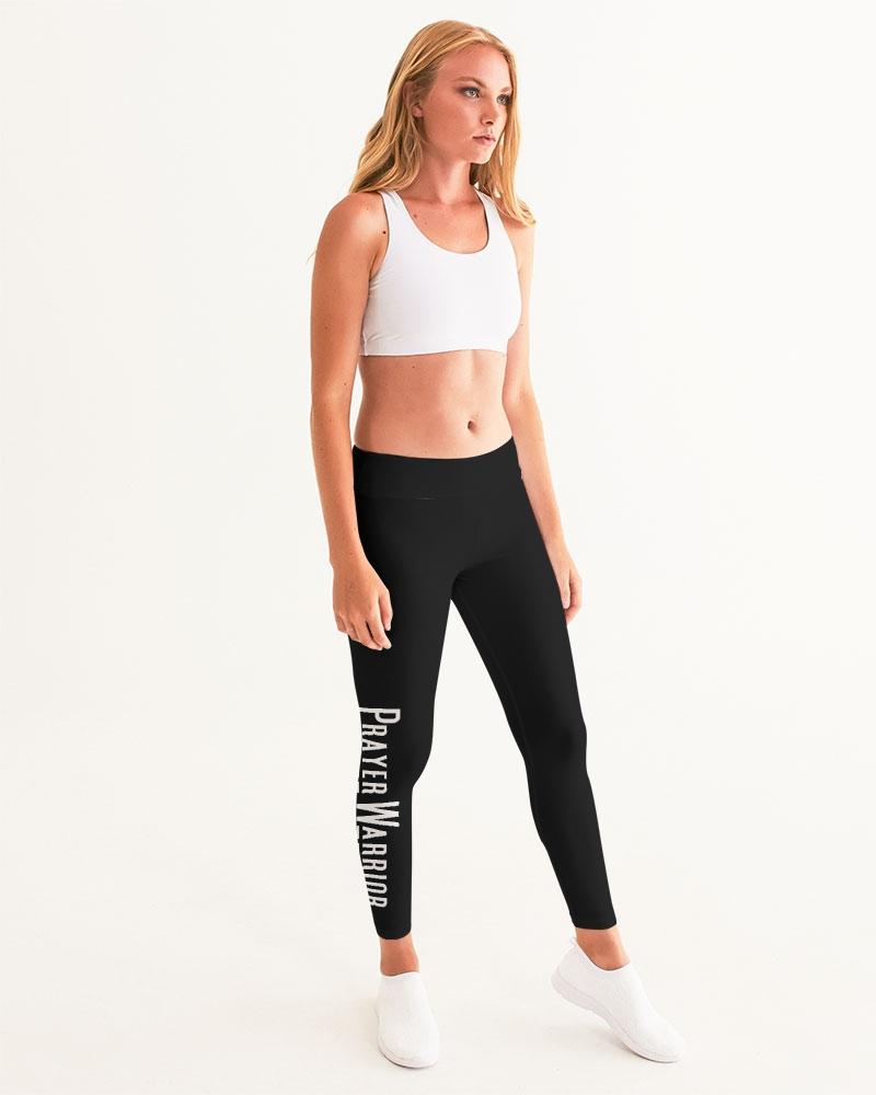 A pair of Women's High-waist Fitness Legging Yoga Pants featuring the Prayer Warrior design, showcasing a stylish print and comfortable fit.