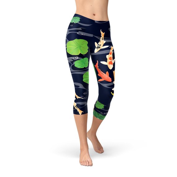 Main Womens Koi Fish in Pond Capri Leggings image