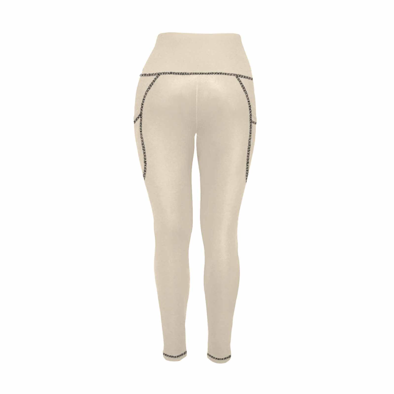 Women's Champagne Beige leggings with side pockets, showcasing lightweight fabric and stylish design.