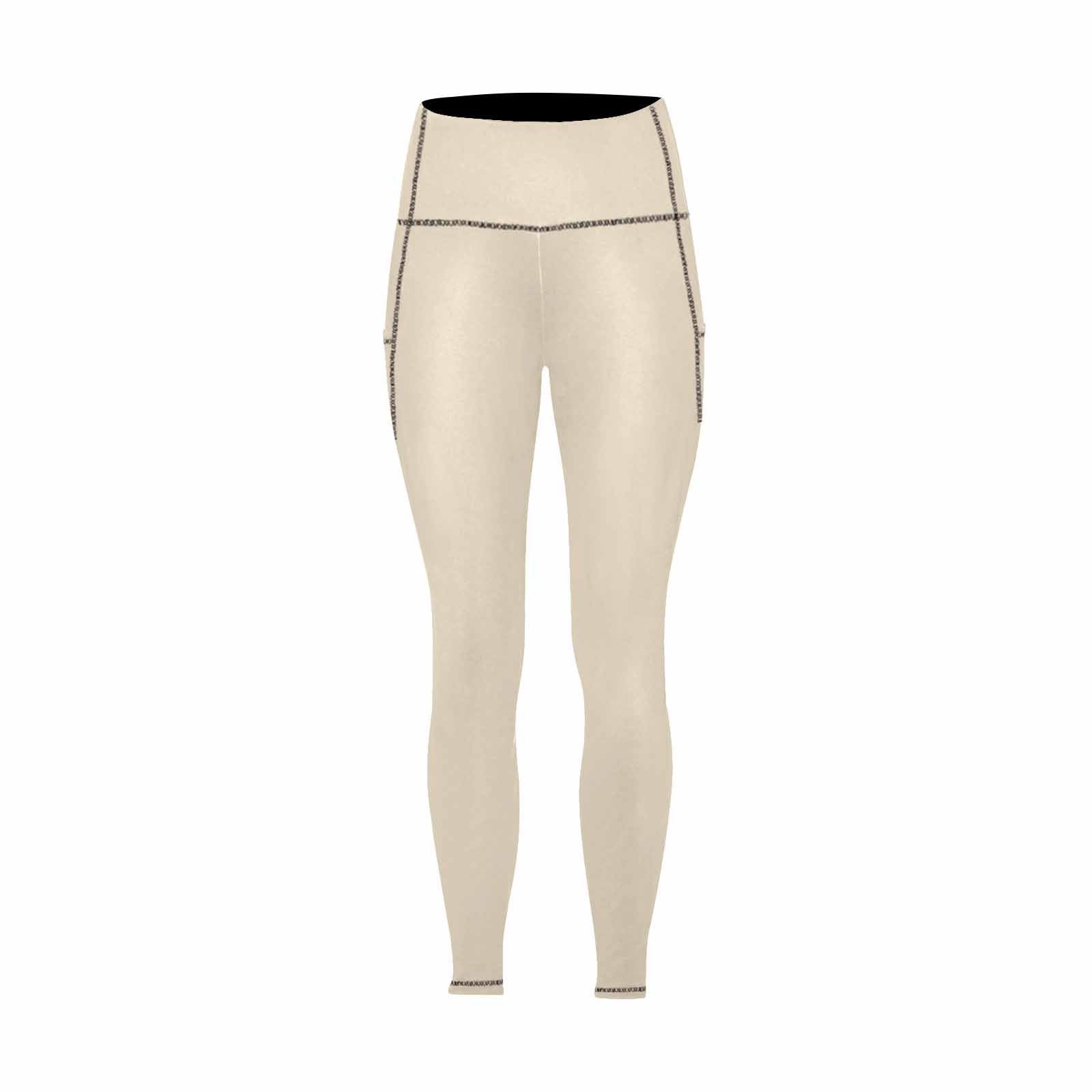 Women's Champagne Beige leggings with side pockets, showcasing lightweight fabric and stylish design.