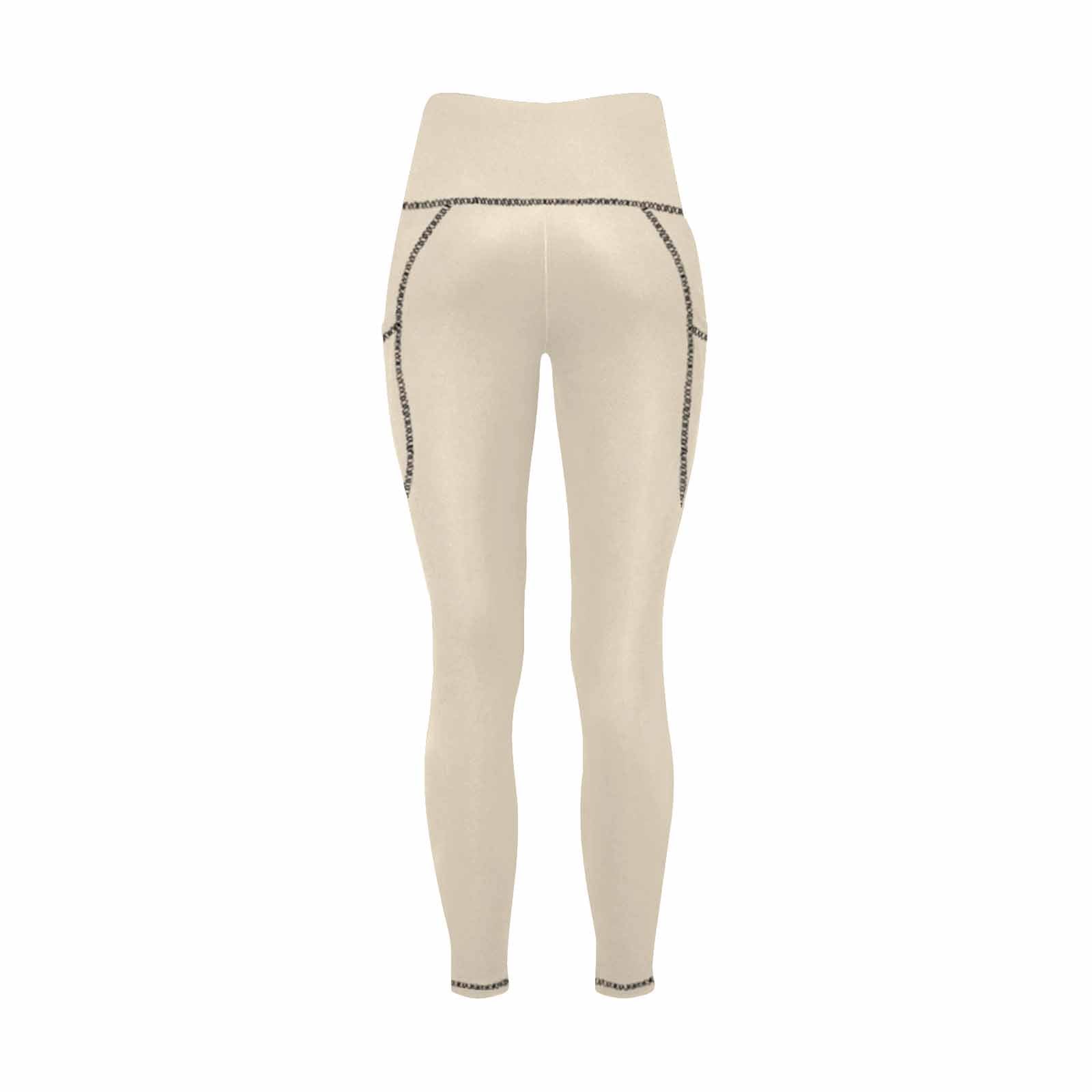 Women's Champagne Beige leggings with side pockets, showcasing lightweight fabric and stylish design.