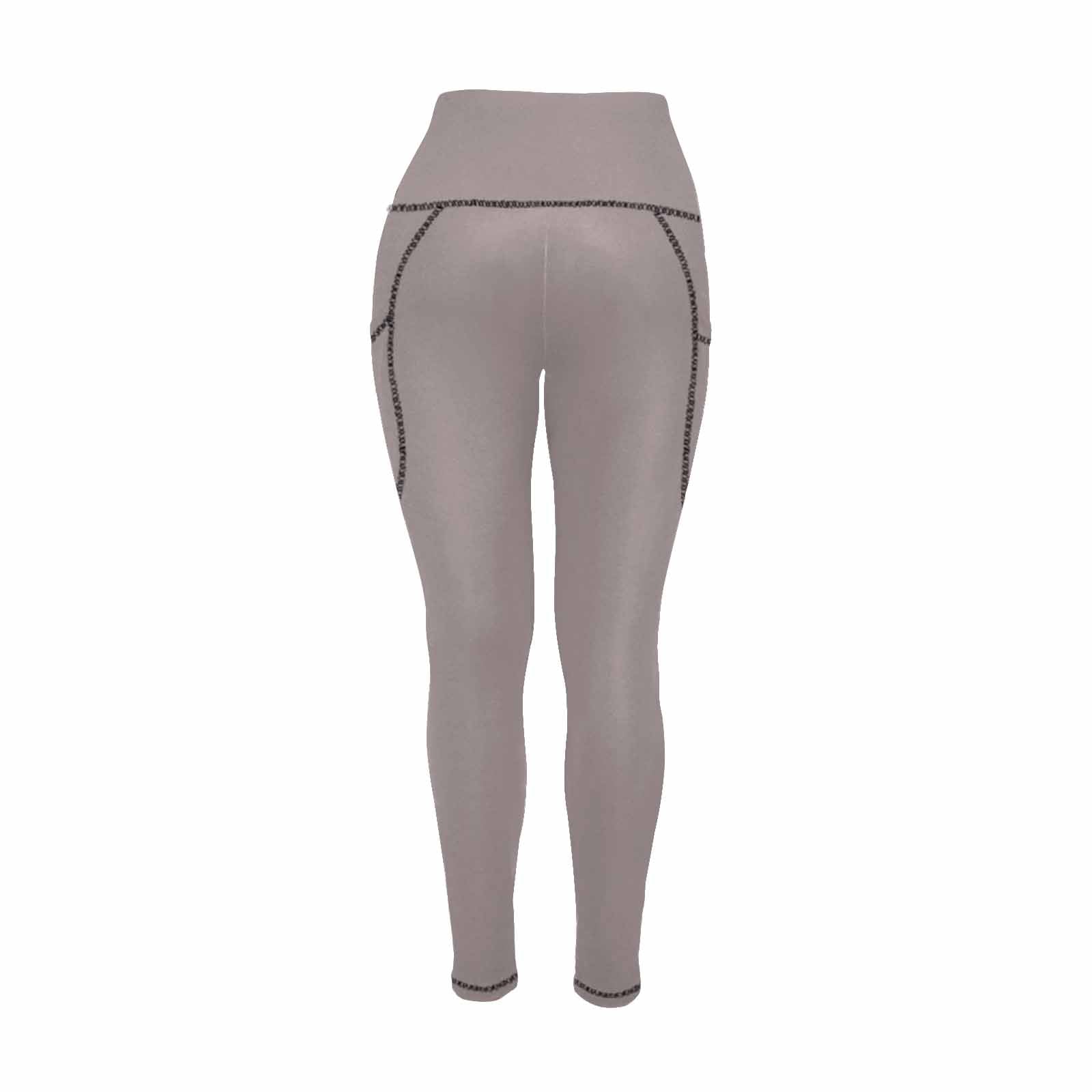 Women's Coffee Brown Leggings with Side Pockets, showcasing a comfortable fit and lightweight fabric.