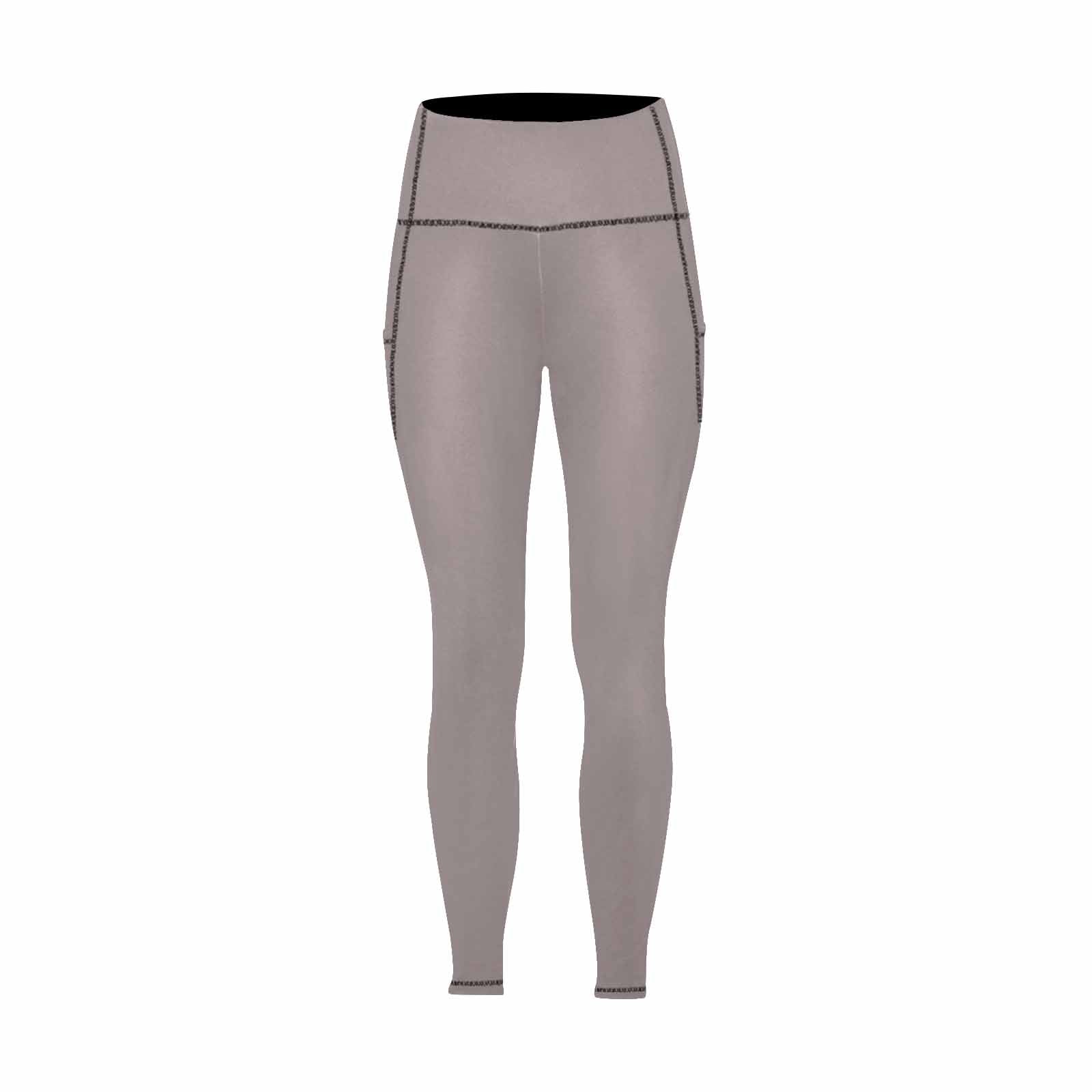 Women's Coffee Brown Leggings with Side Pockets, showcasing a comfortable fit and lightweight fabric.