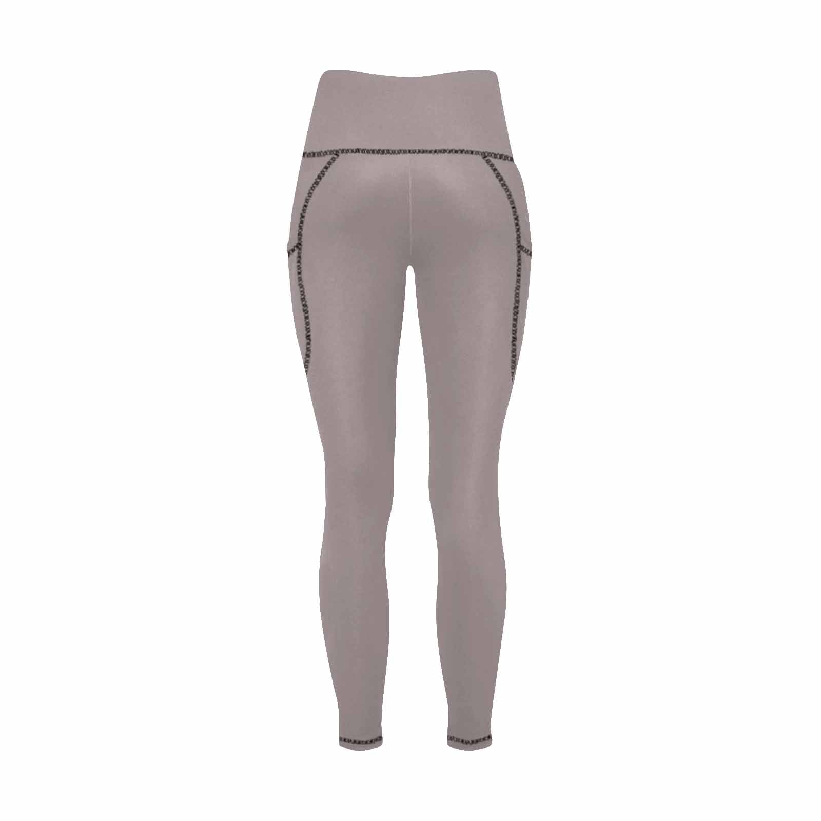 Women's Coffee Brown Leggings with Side Pockets, showcasing a comfortable fit and lightweight fabric.