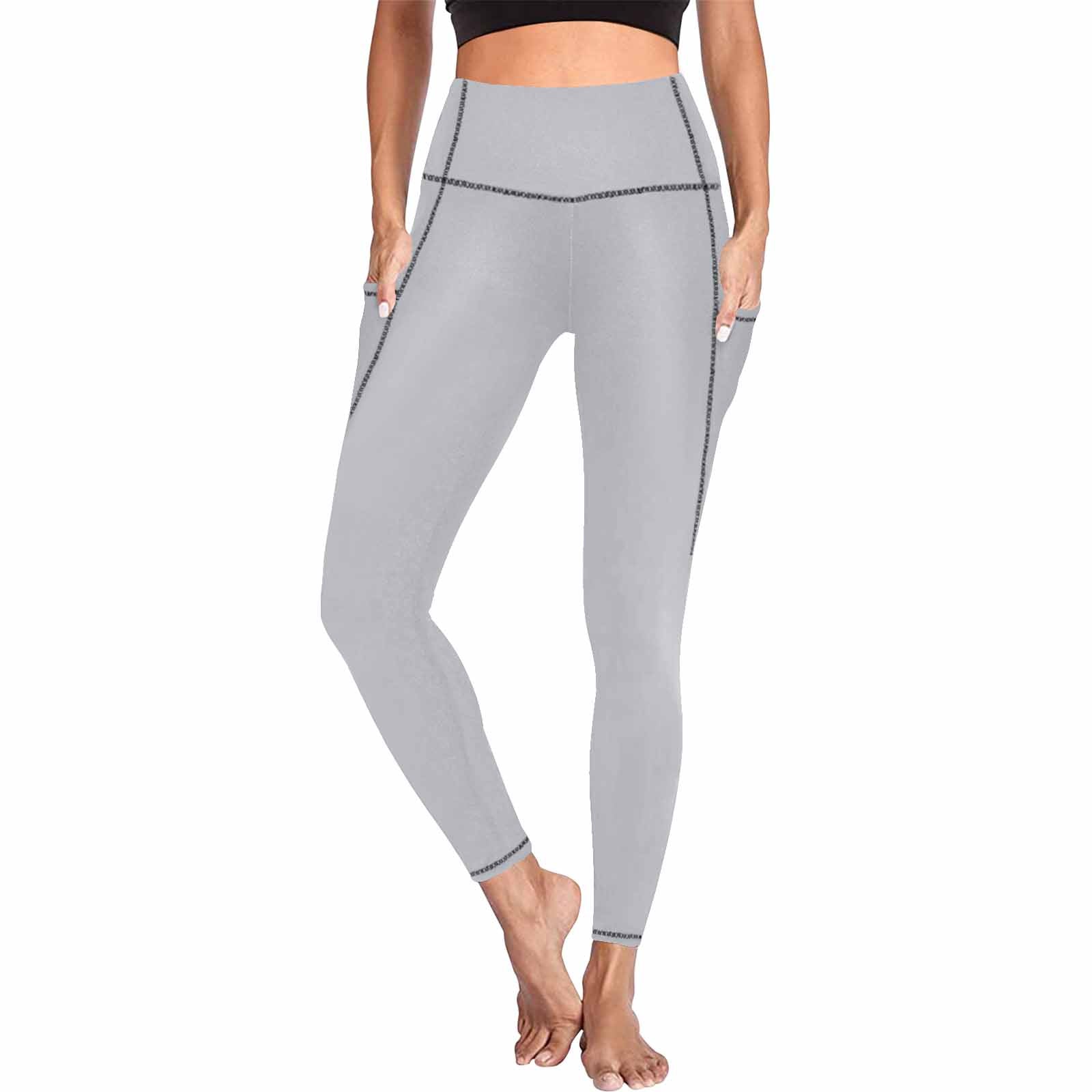 Slate gray women's leggings with pockets, designed for fitness and comfort, showcasing a soft fabric and high elasticity.